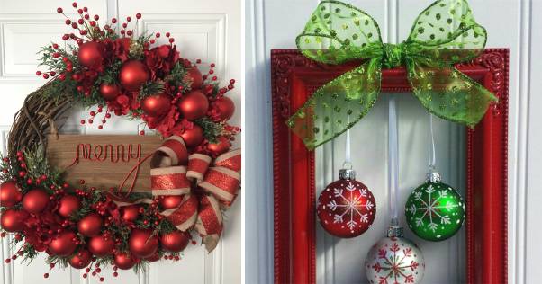 decoração de porta de natal