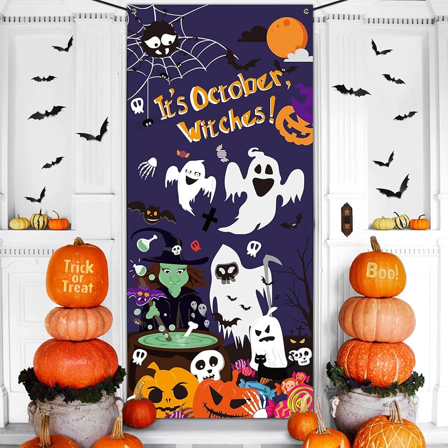decoração de porta halloween