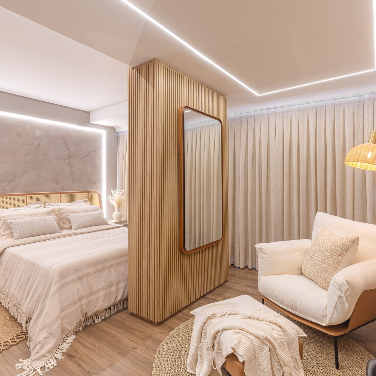 estilo minimalista ou boho chic para quarto adulto