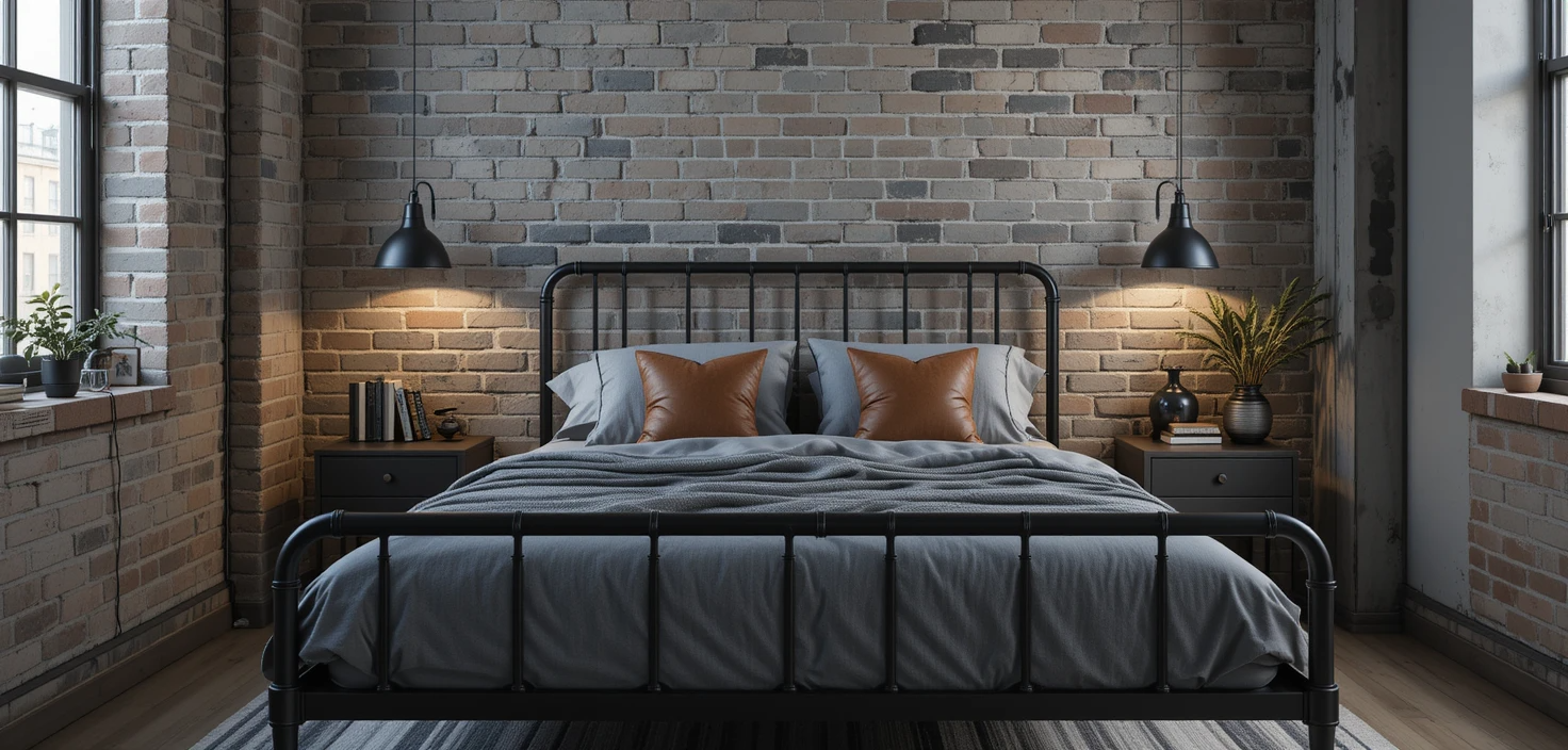 cama de ferro preta fosca decoração industrial