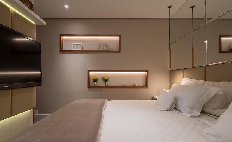 como instalar nicho de madeira na parede do quarto