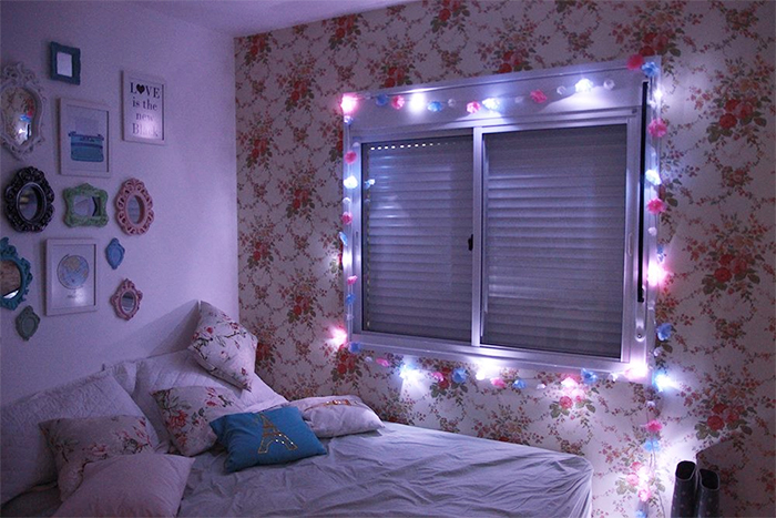 decoração quarto solteiro pisca pisca