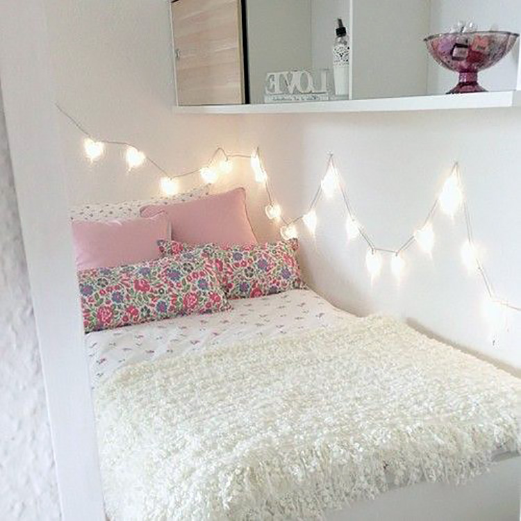 decoração quarto casal pisca pisca