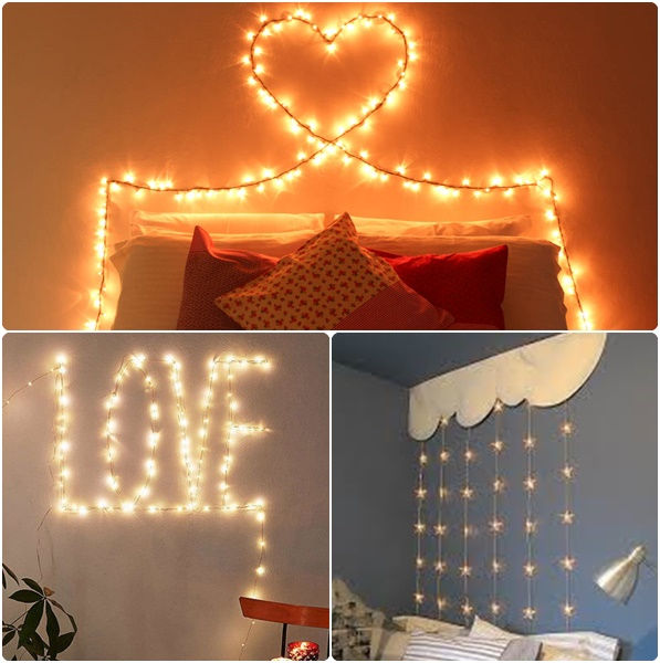 decoração quarto solteiro pisca pisca