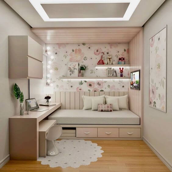 Organização Inteligente: Soluções para Quarto de Menina Pequeno