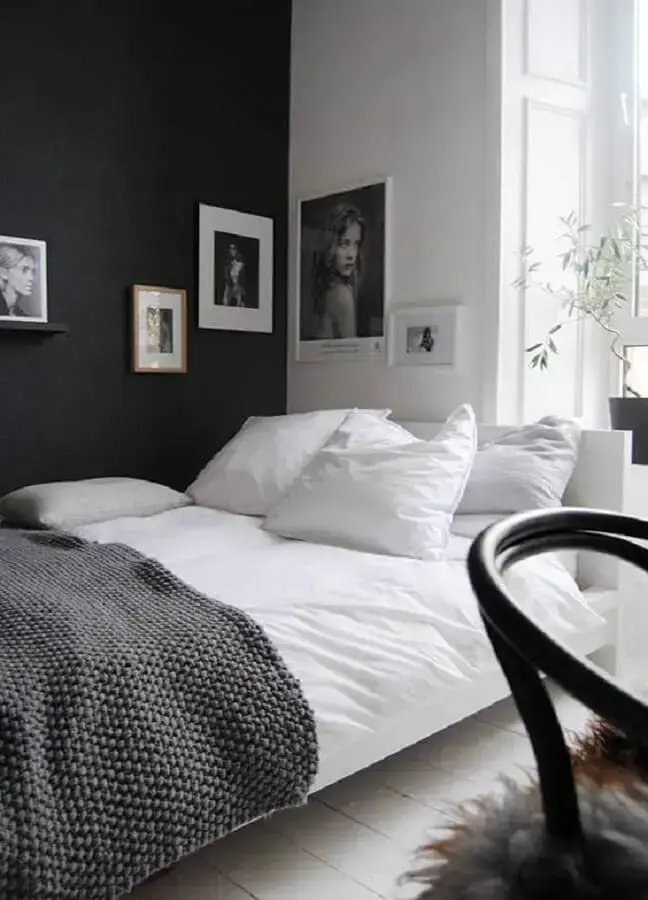 ideias de quarto preto e branco moderno