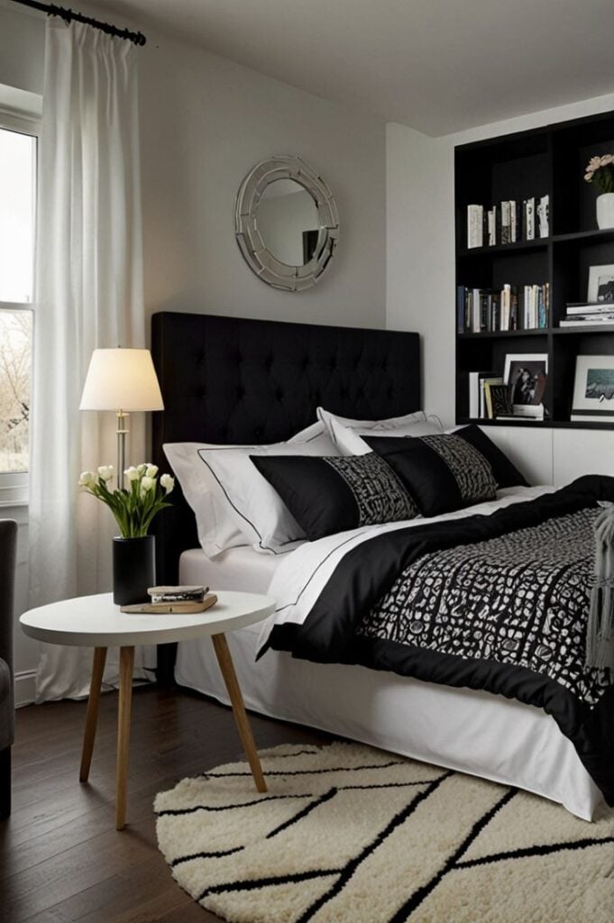 quarto preto e branco vs cinza e branco