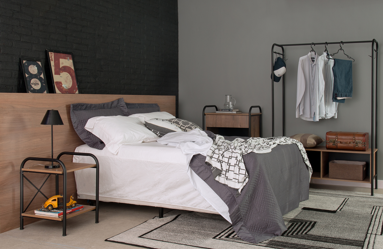 quarto preto e branco moderno