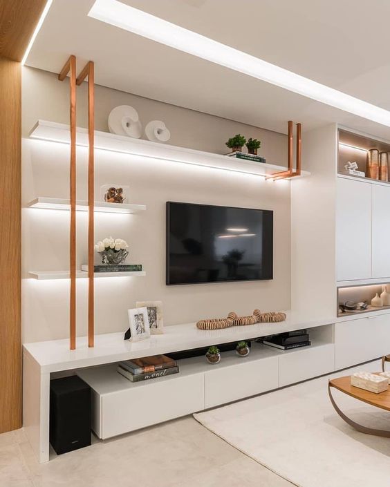 decoração de rack de sala