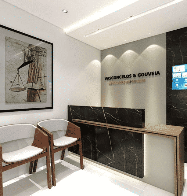 painel ripado mdf recepção escritório moderno