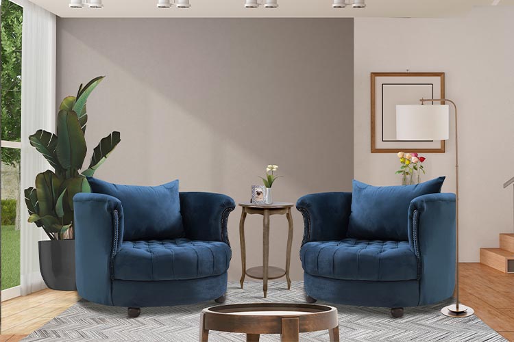 quanto custa decorar sala com poltrona azul