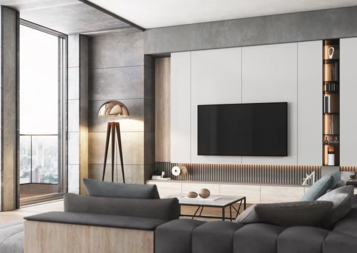 rack preto para sala pequena com tv até 60 polegadas