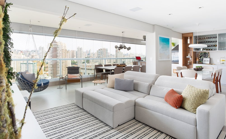 ideias criativas para sala de estar e jantar integradas