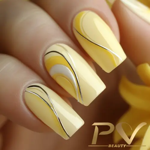 decoração de unha amarela