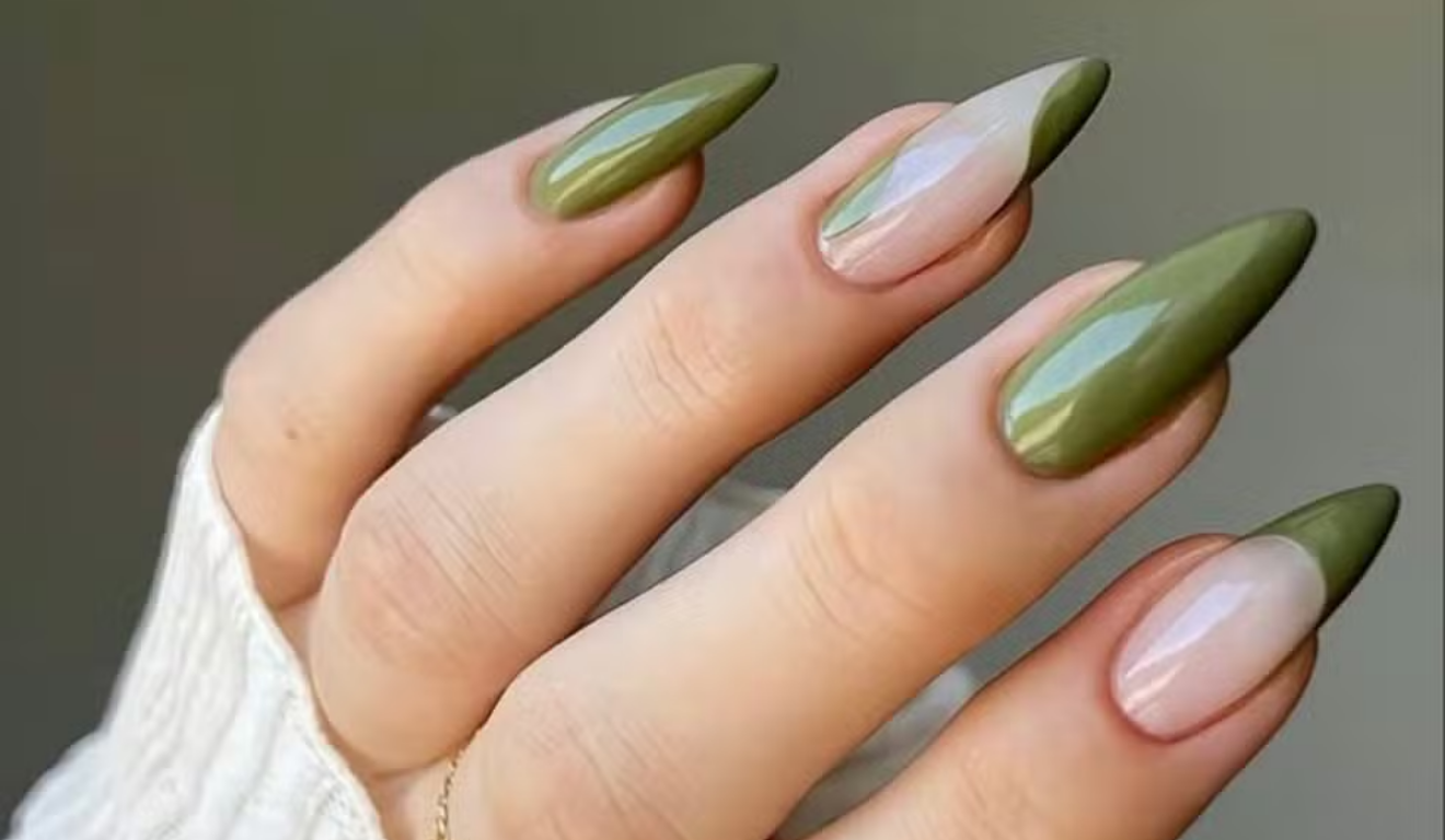 unha em gel verde militar vs verde oliva