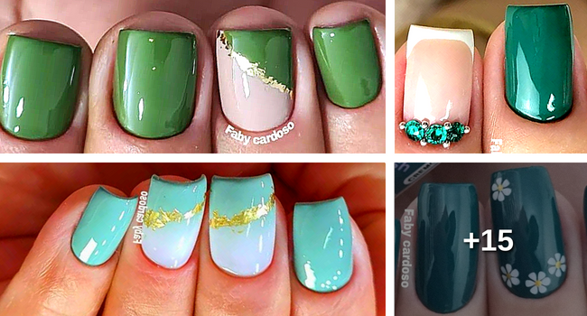 ideias de unhas verdes decoradas para festas