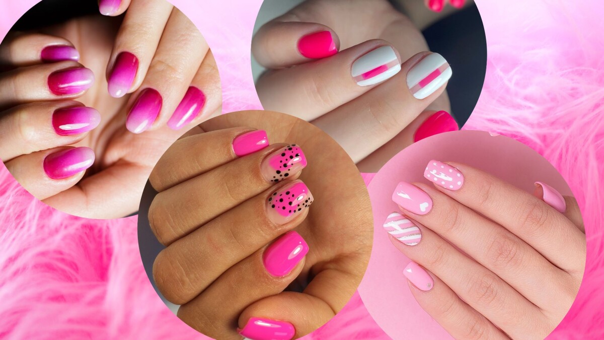ideias de unhas postiças realistas rosa para festas