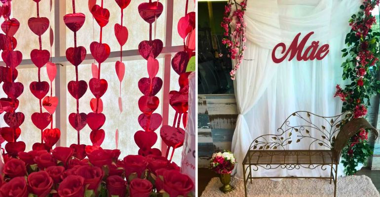 decoração dia das mães loja com orçamento limitado