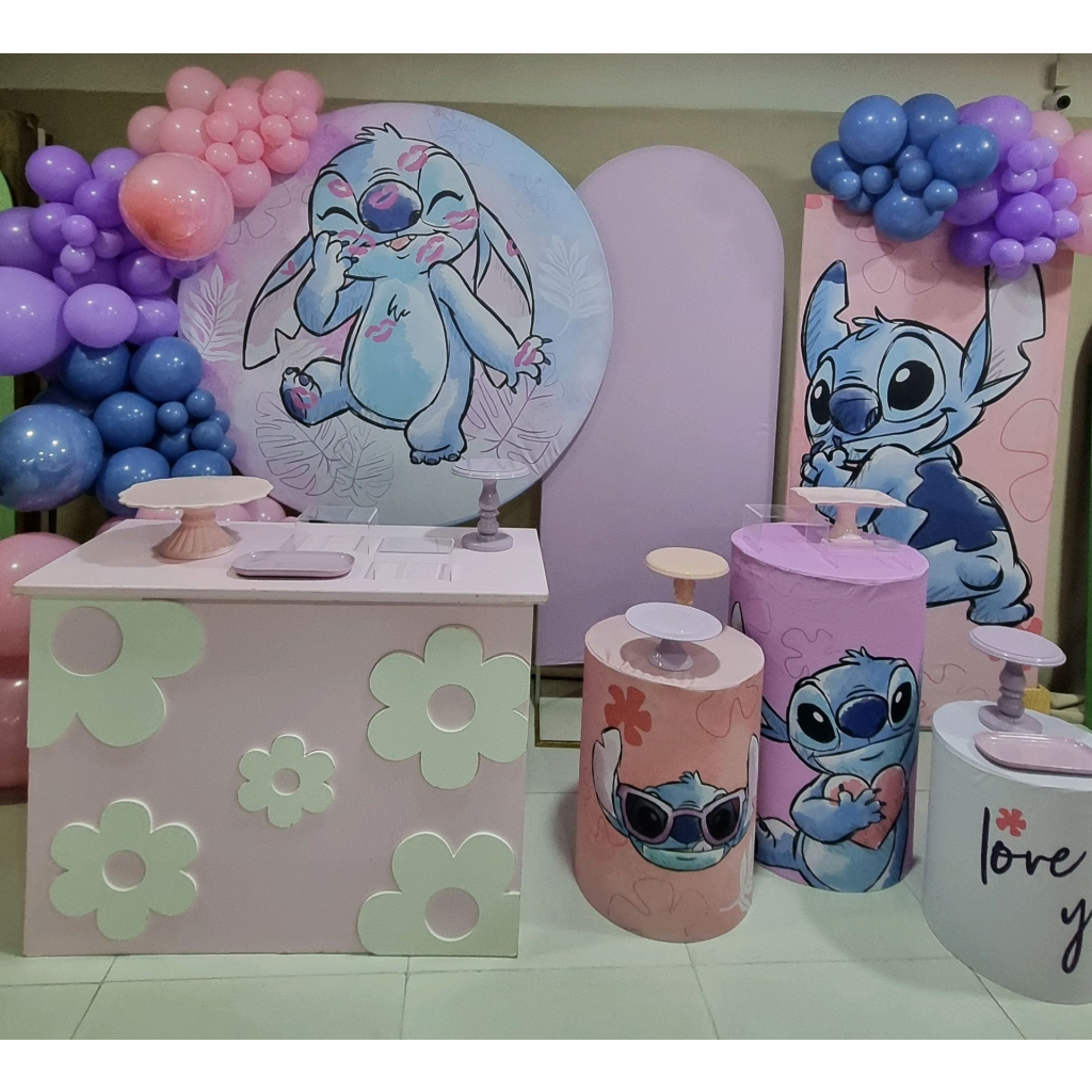 decoração do stitch rosa e azul
