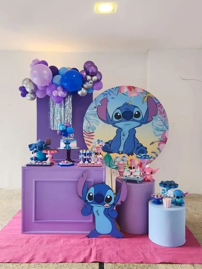 decoração do stitch rosa e azul