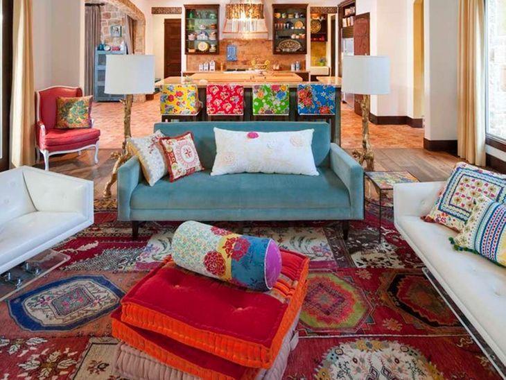 ideias decoração boho chic para sala de estar