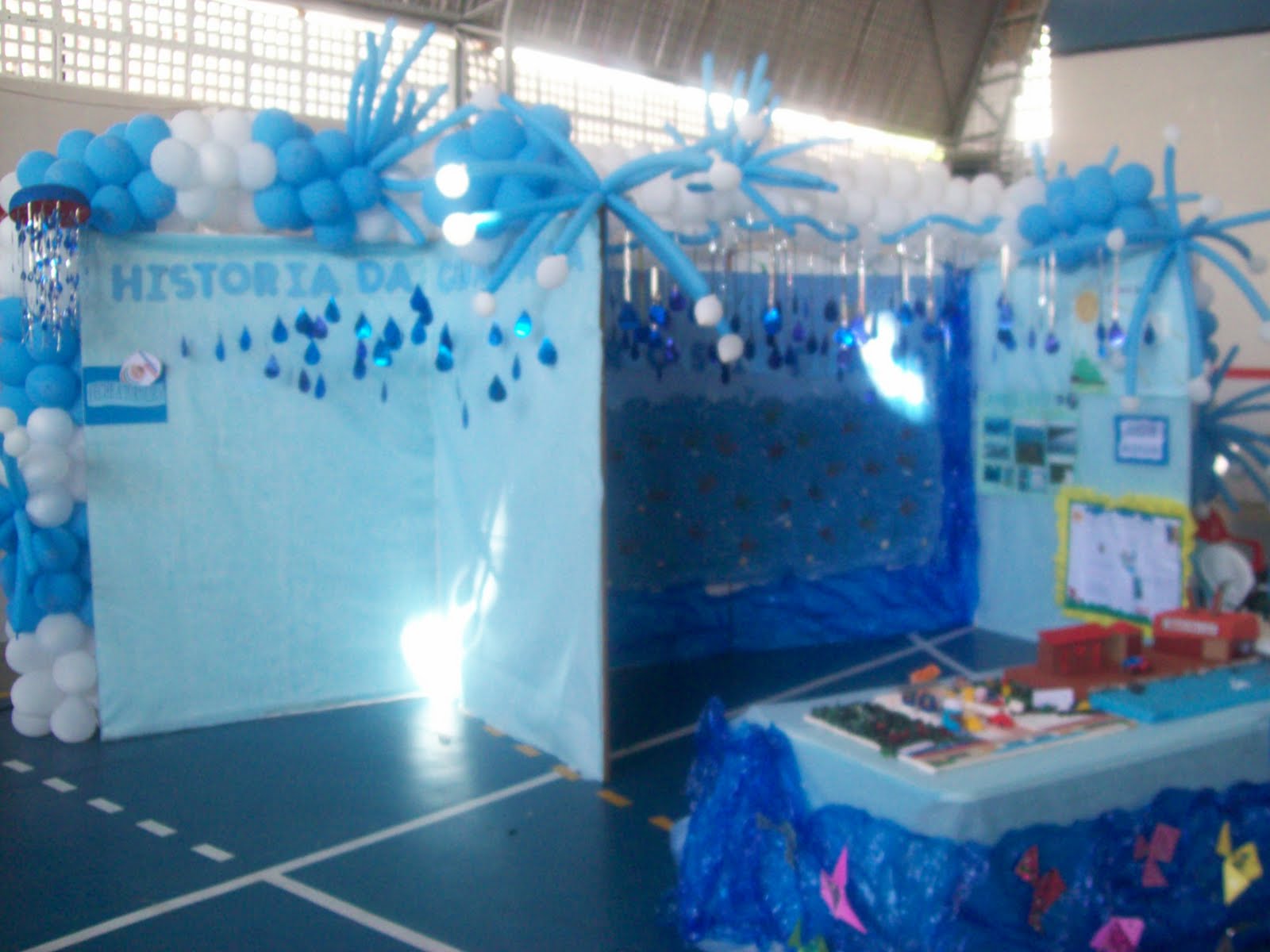 ideias de decoração feira de ciências água ciclo