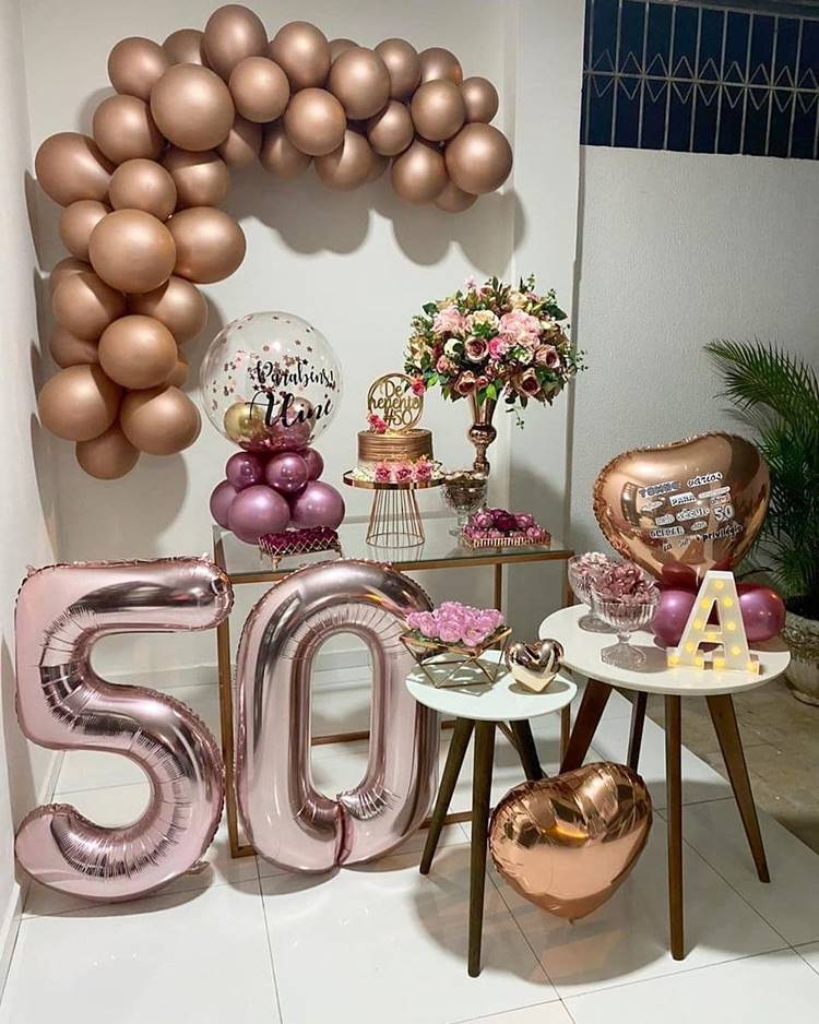 decoração festa 50 anos feminina simples