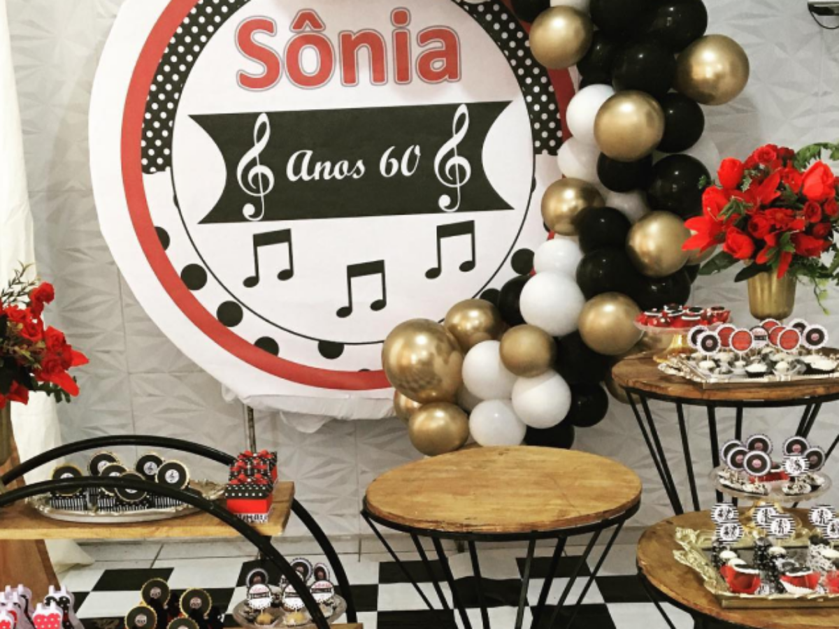 decoração festa 60 anos mulher barata e elegante