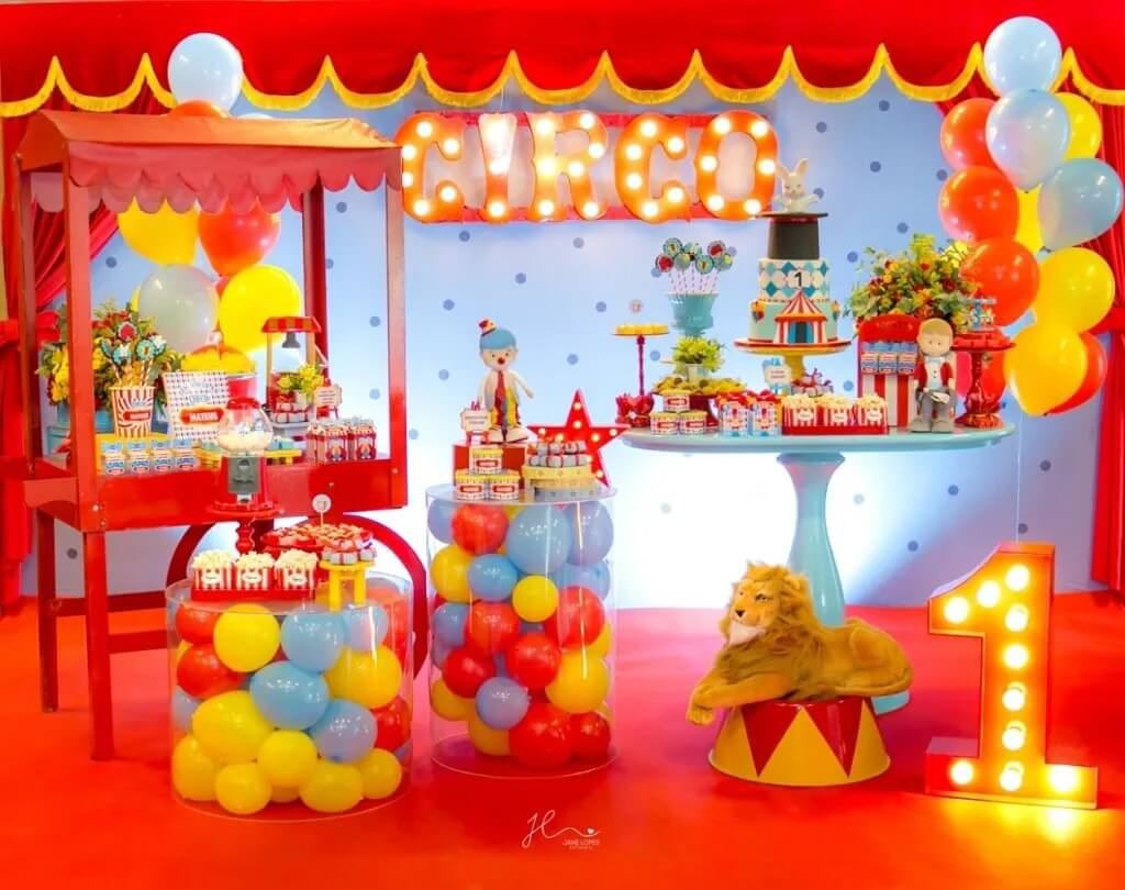 decoração circo tradicional ou circo rosa qual escolher