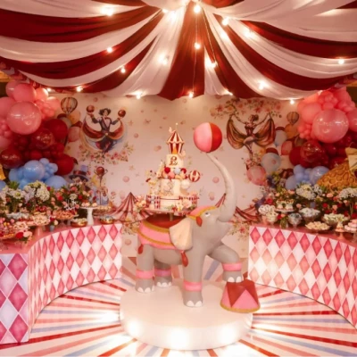decoração circo tradicional ou circo rosa qual escolher