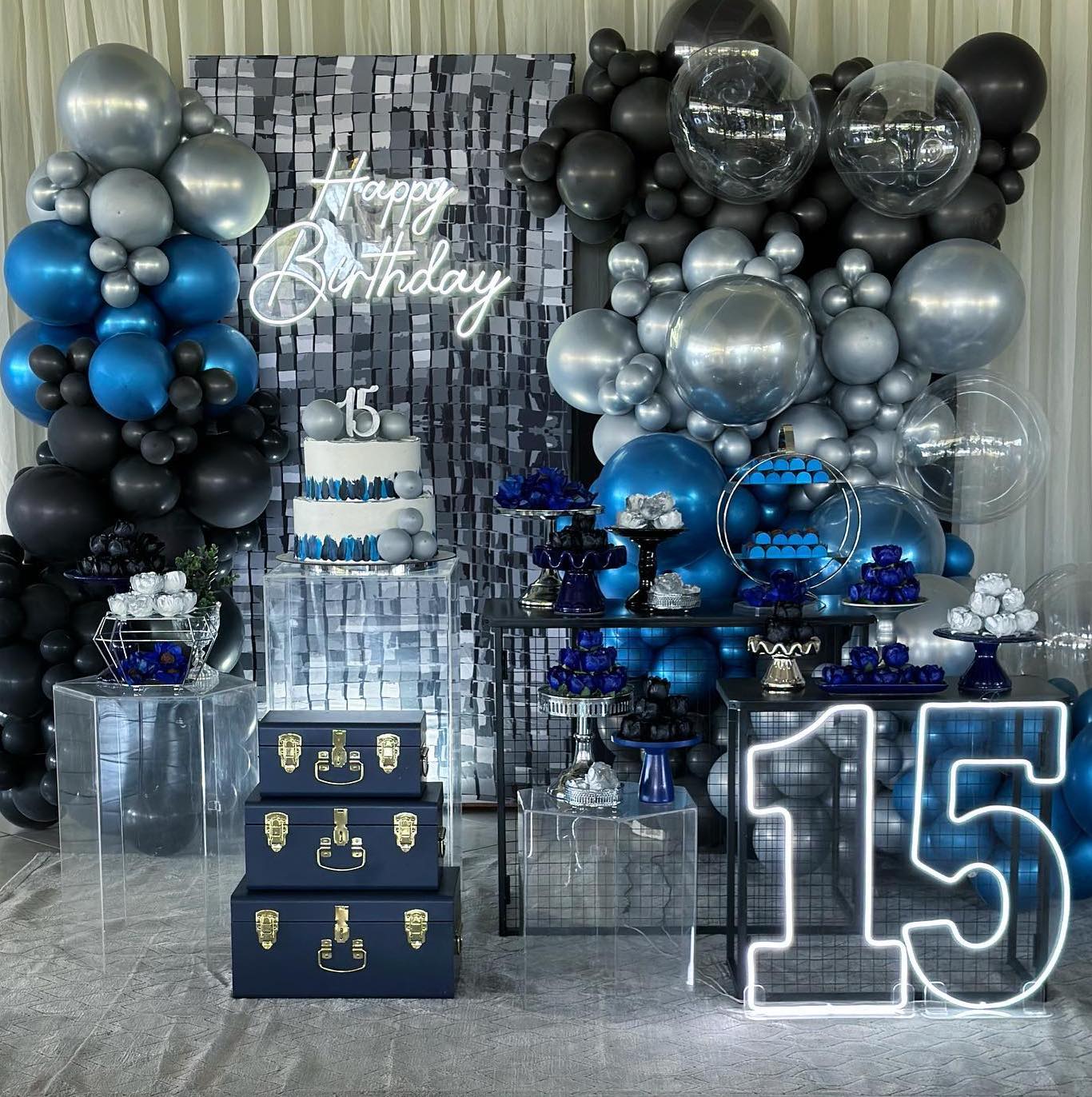 decoração festa de 15 anos menino