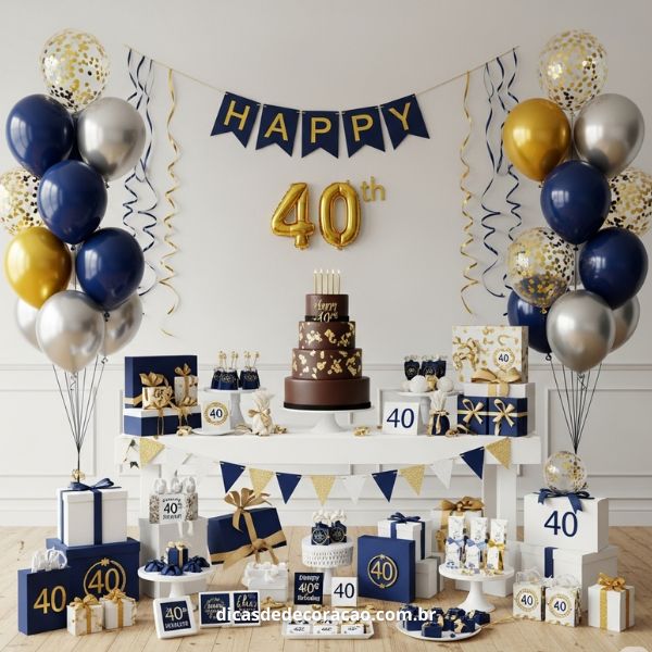 decoração festa masculina simples azul