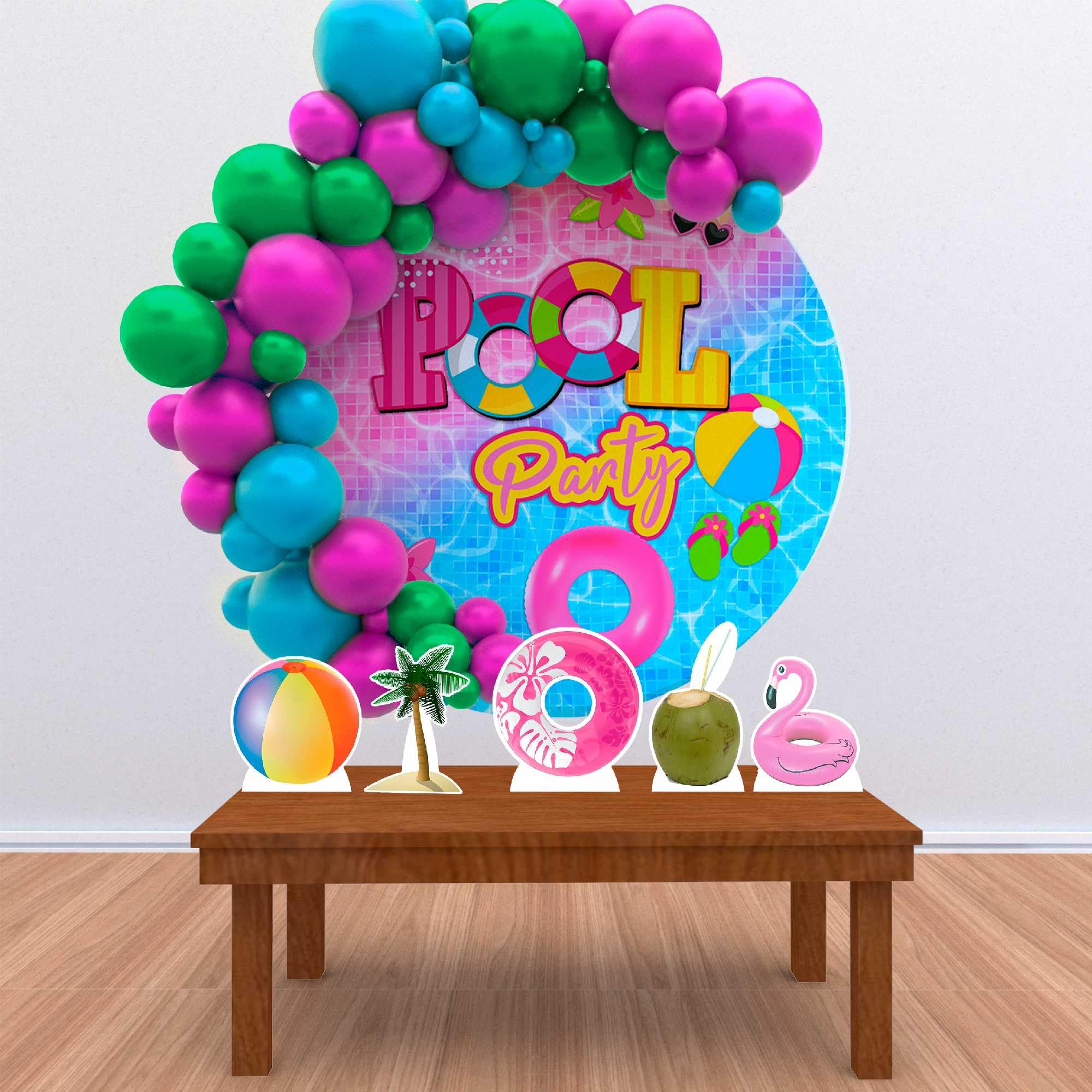 decoração festa na piscina