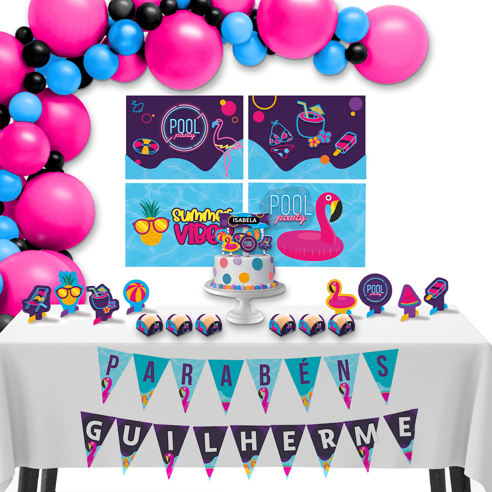 decoração festa na piscina