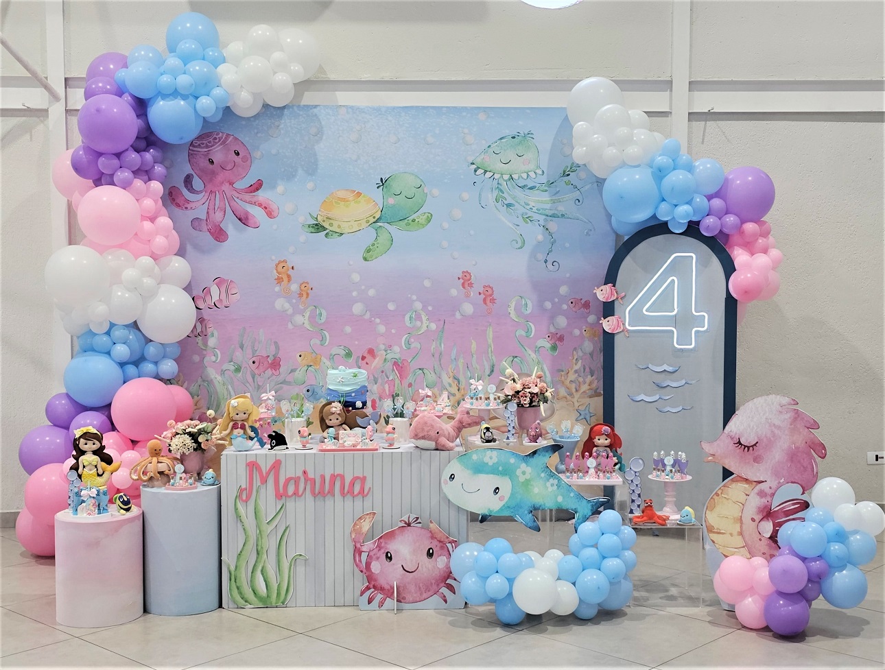 painel sublimado fundo do mar candy colors menina