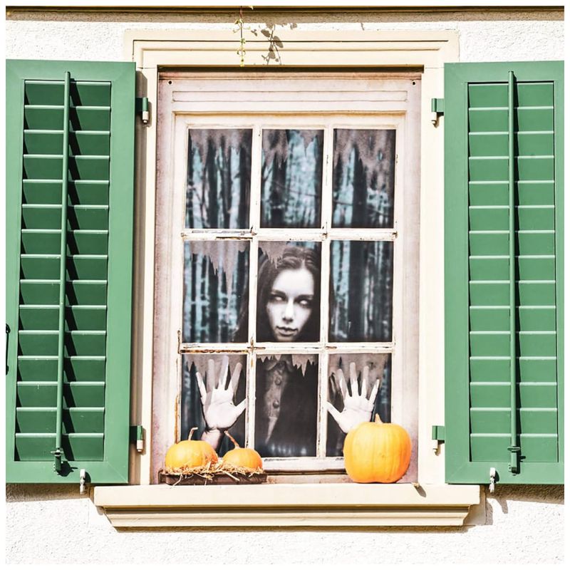 decoração halloween janela barata e fácil