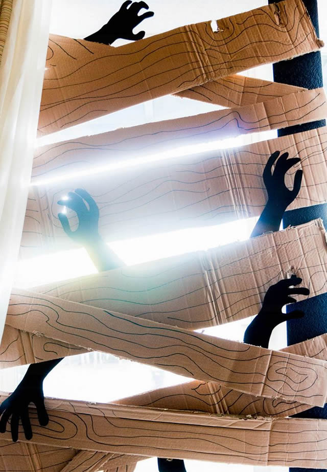 decoração halloween janela barata e fácil