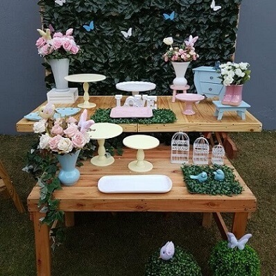 decoração jardim encantado rústico