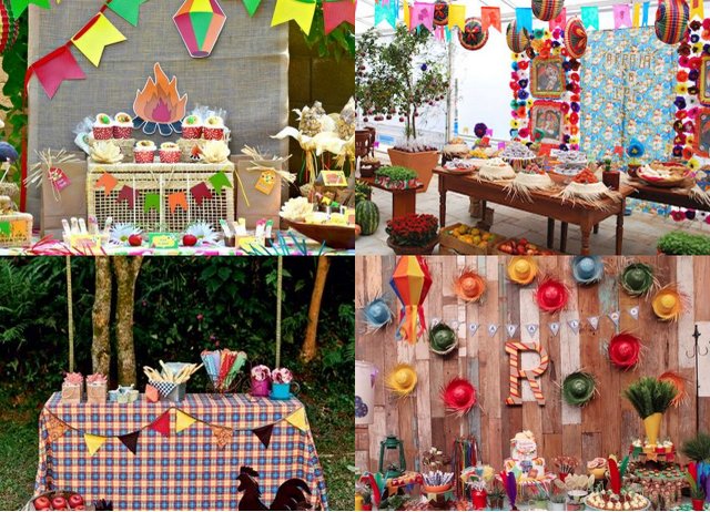 ideias criativas decoração junina palha de coco