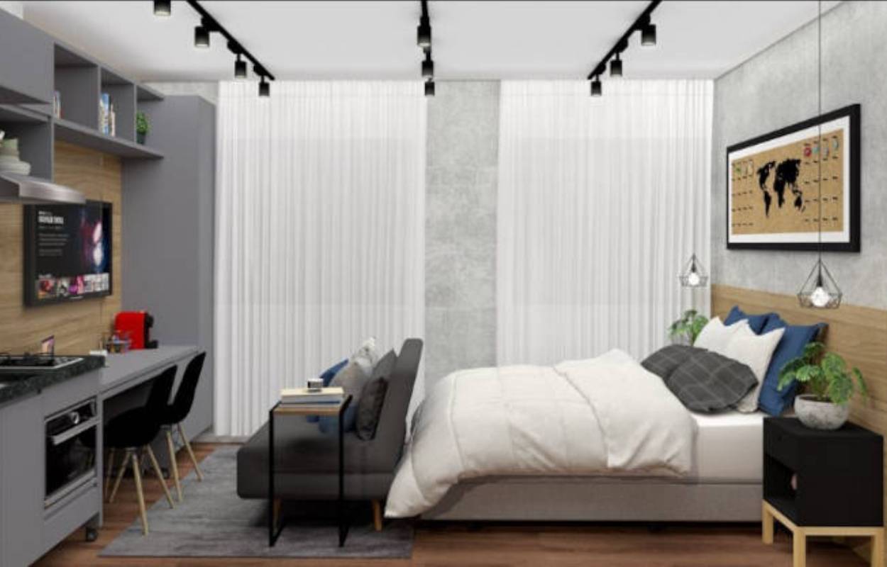 decoração kitnet 25m2