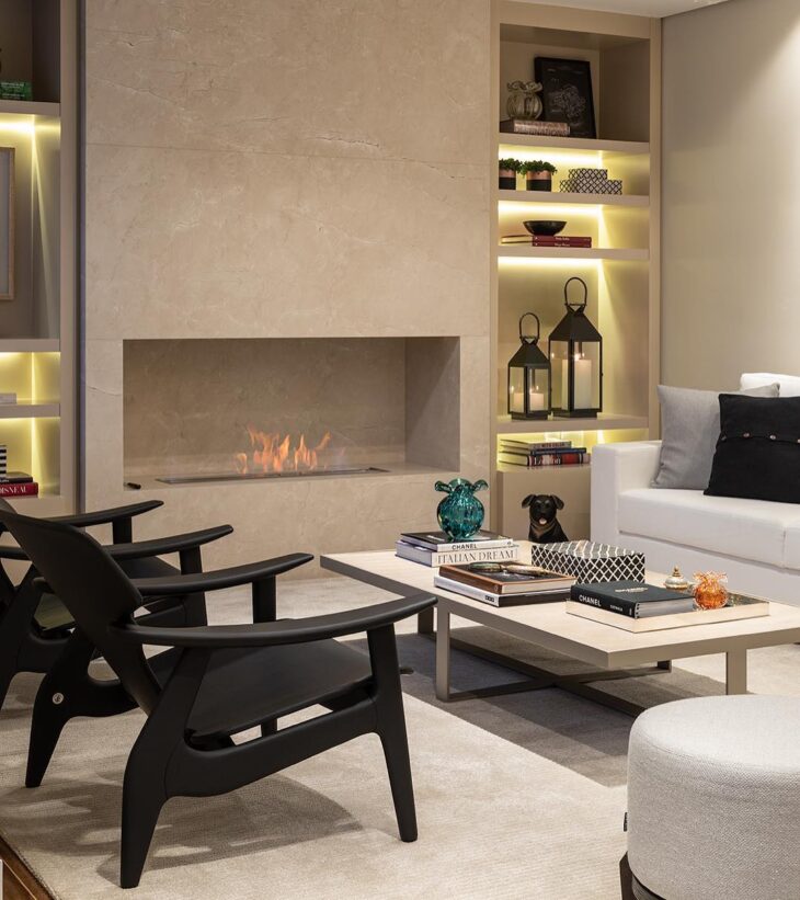 lareira a gás ou lenha qual melhor para sala decorada