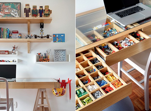 mesa de construção lego com armazenamento diy