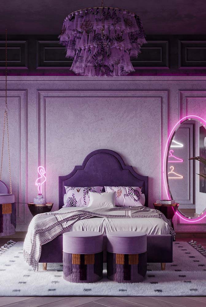 decoração lilás e roxo