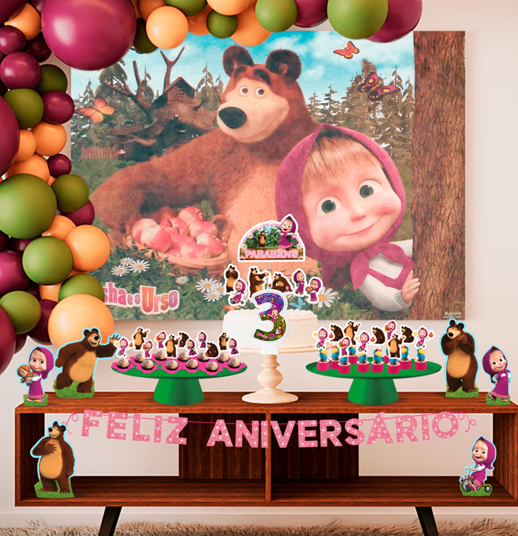 decoração masha e urso