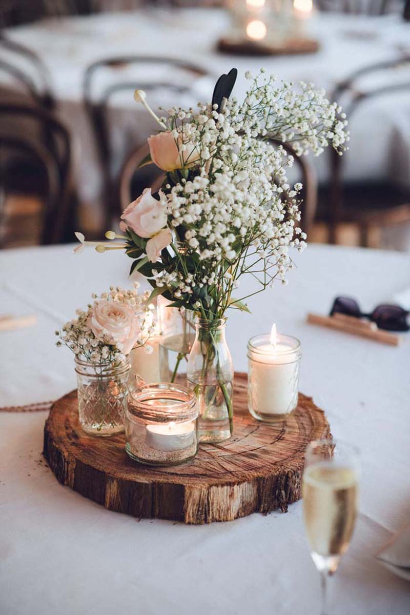 ideias de decoração de mesa de casamento rústica