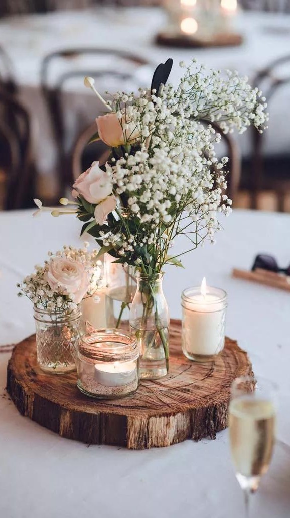 decoração mesa casamento rústico vs minimalista