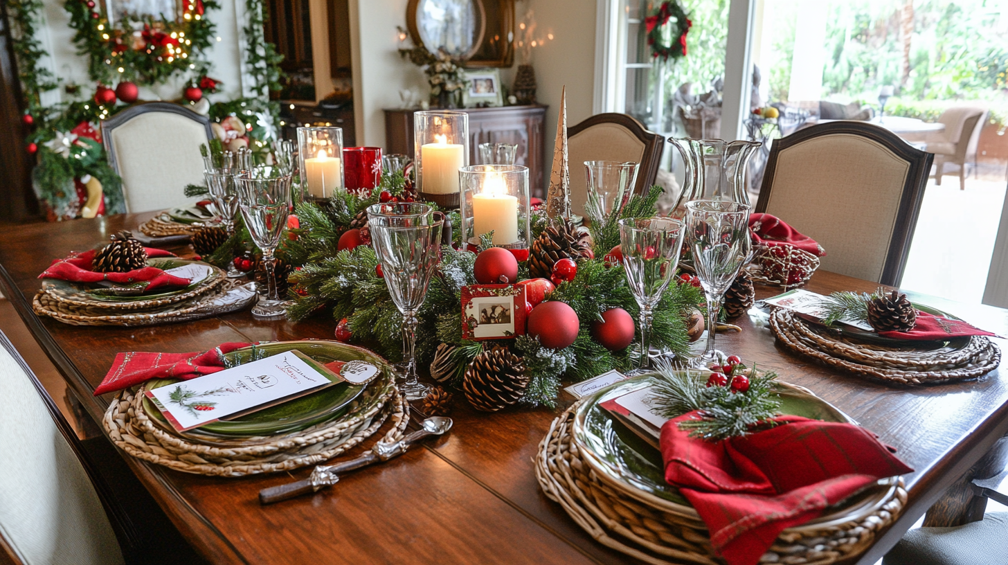 decoração mesa de natal
