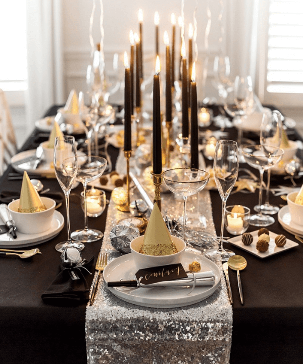 decoração mesa reveillon