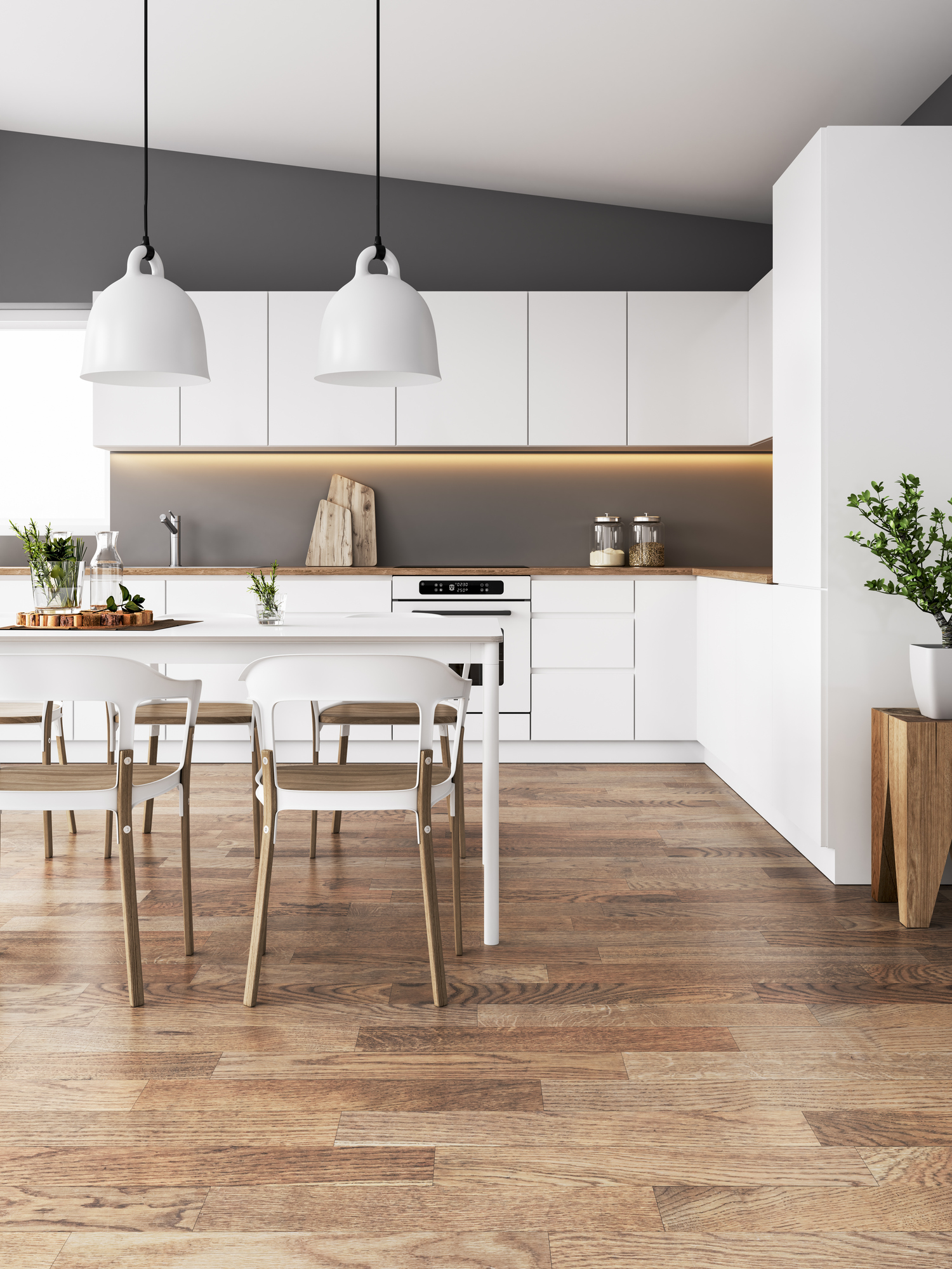 organização interna de armários em cozinha minimalista