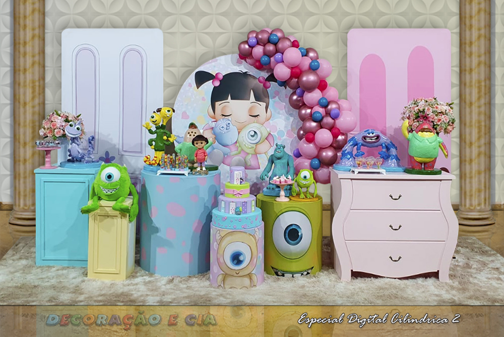 Decoração de mesa de doces com o tema Monstros S.A.: inspirações